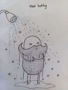 comic of little daddy taking a cold shower as a new hobby